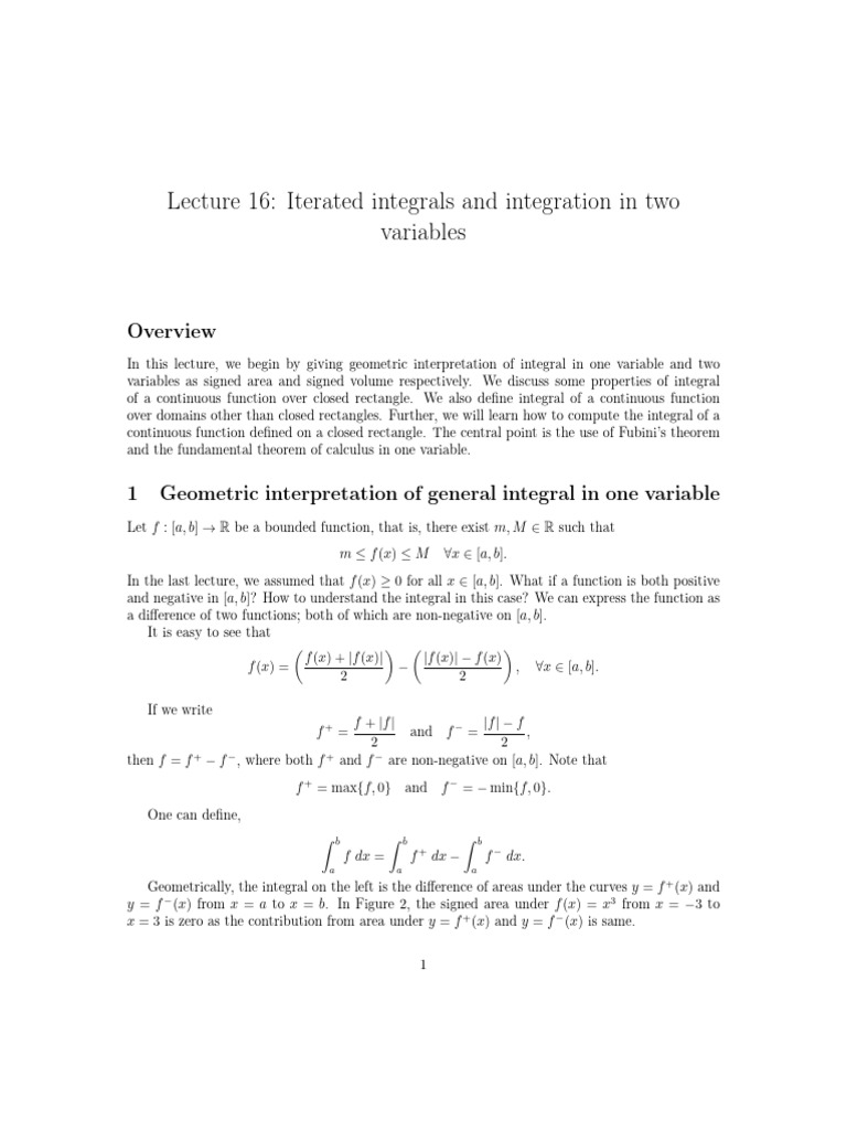 Lecture 16 | PDF | Integral | Function (Mathematics)