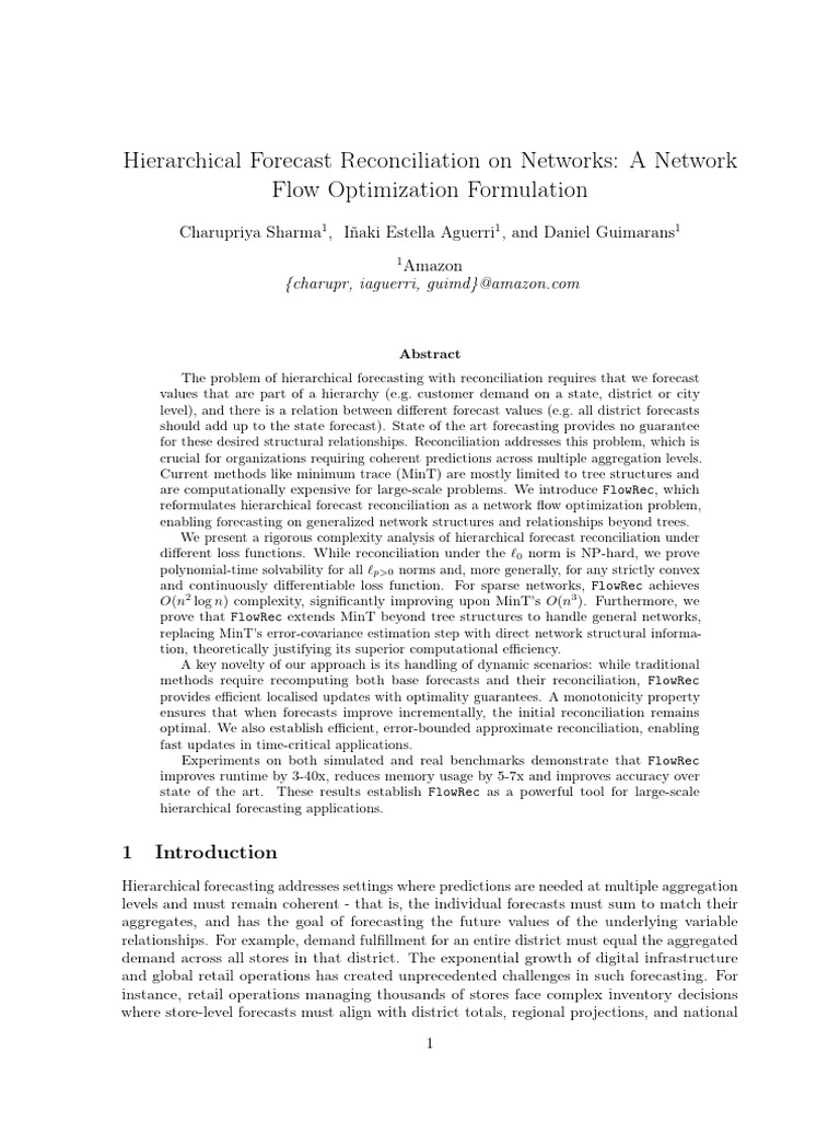 Network Flow Optimization for Forecasting | PDF | Forecasting ...
