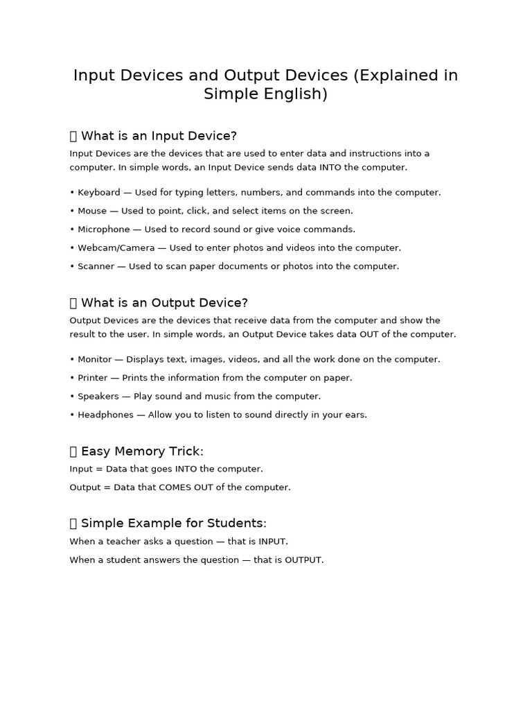 Input Output Devices English | PDF