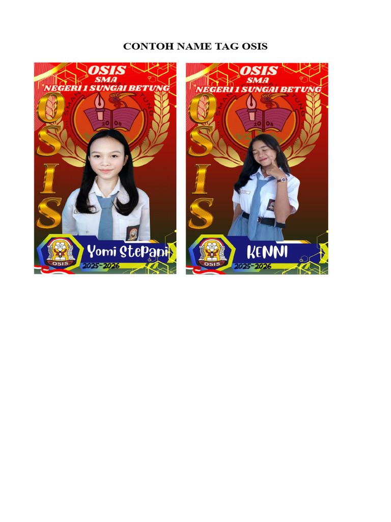 Contoh Name Tag Osis | PDF