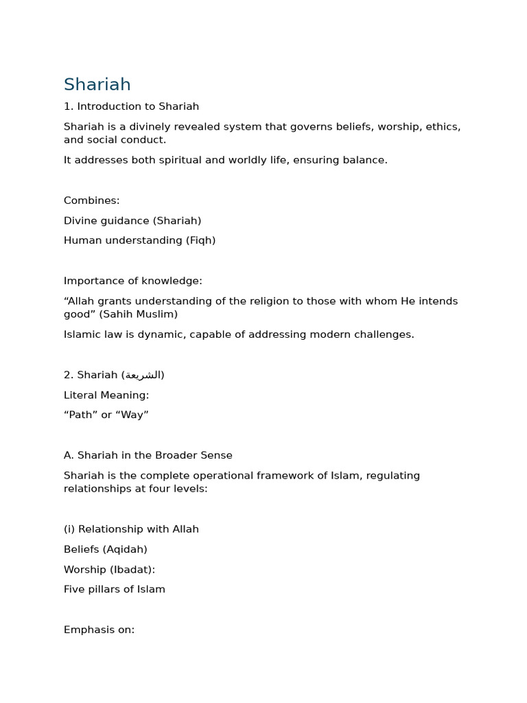 Islamiat Final notes | PDF | Sharia | Prophets And Messengers In Islam