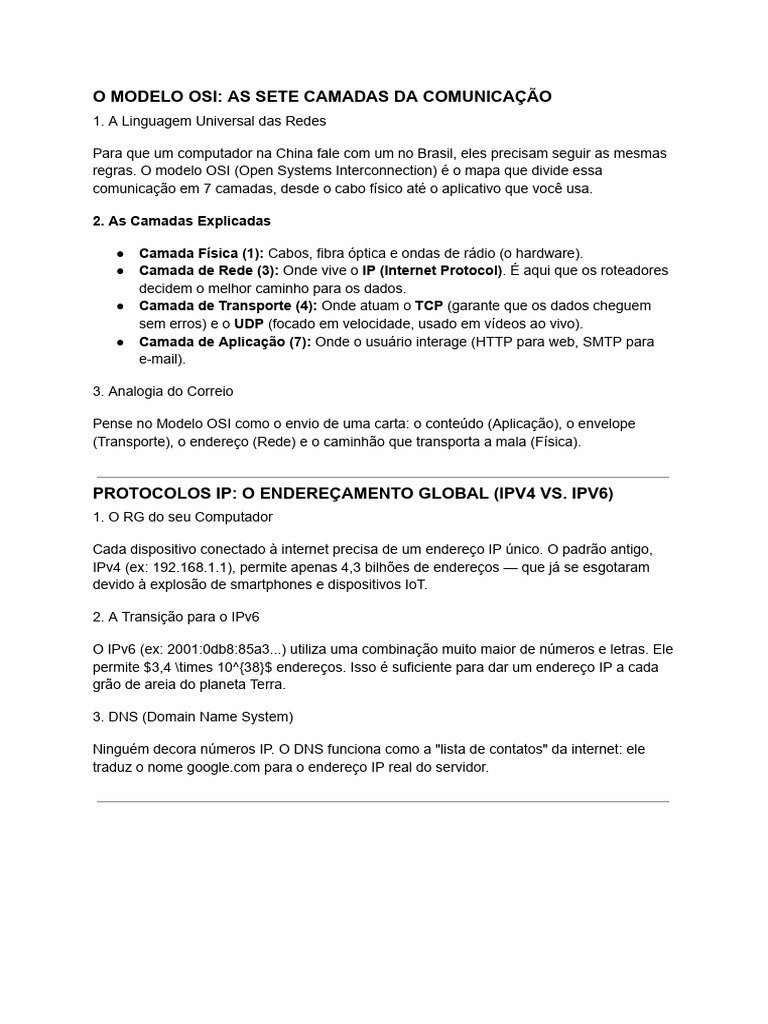 Entenda o Modelo OSI e Redes Modernas | PDF | Protocolos da internet ...