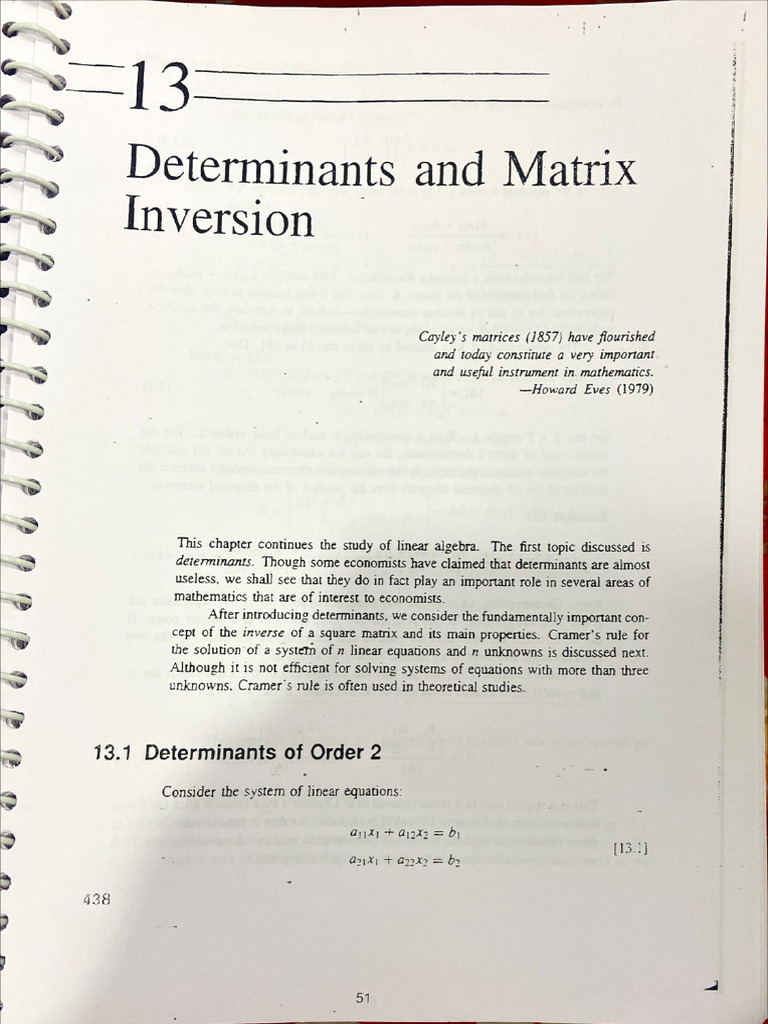ChM13 Determinants and Matrix Inversion | PDF