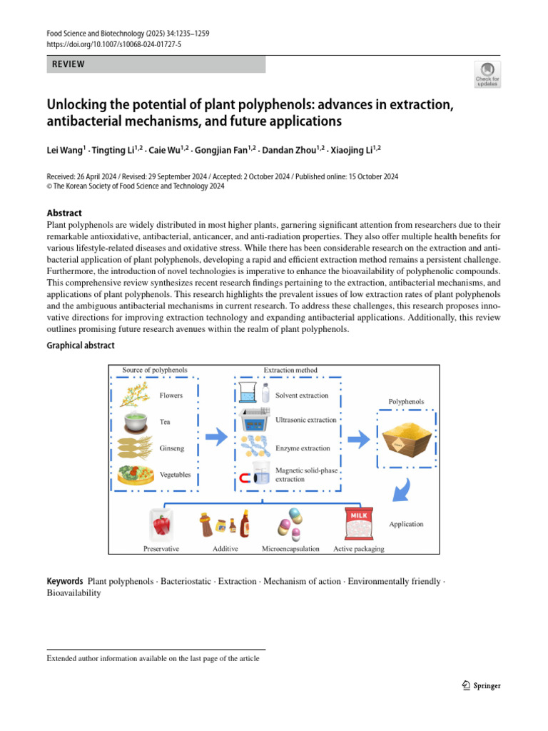 Unlocking the Potential of Plant Polyphenols Advances in Extraction ...