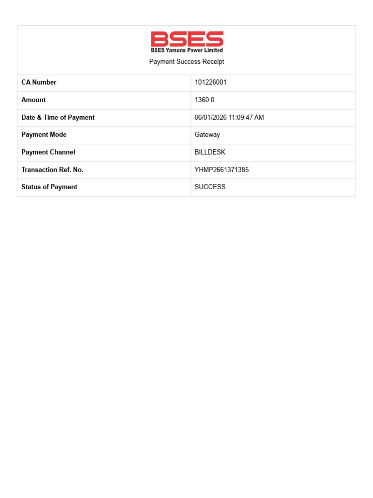 BSES 101226001 | PDF