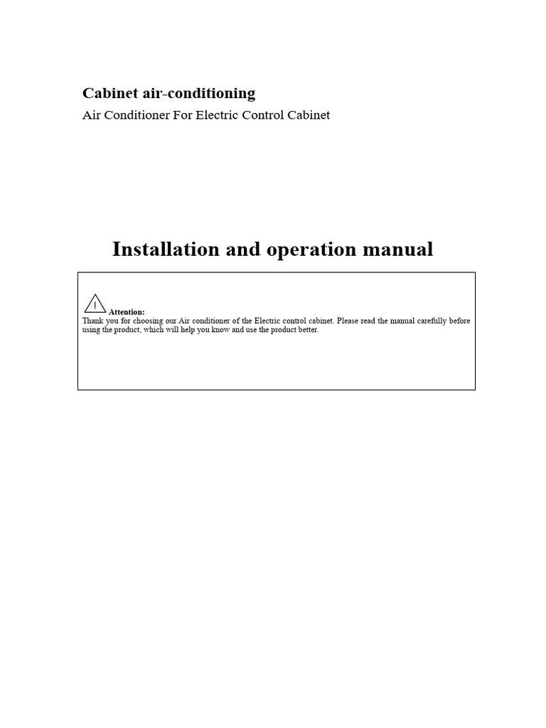Air Conditioner Manual for Control Cabinets | PDF | Electrical ...