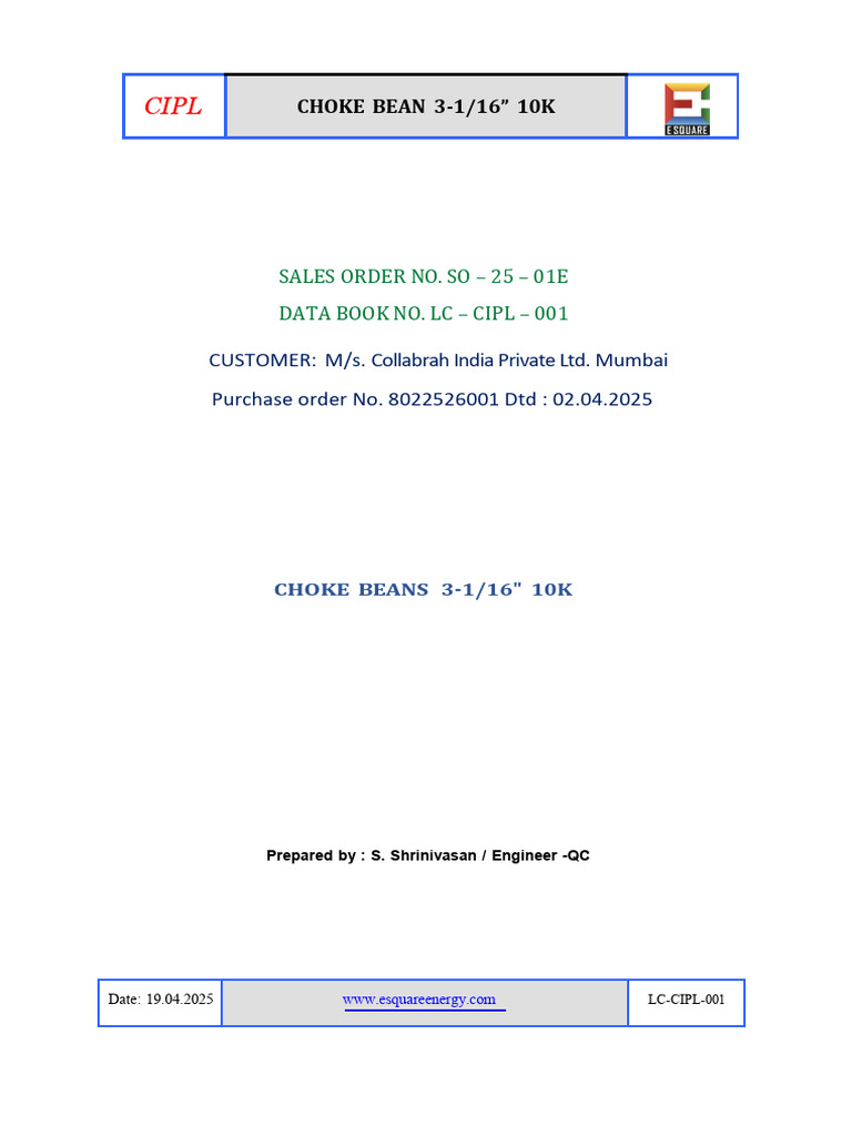 CIPL Choke Bean 3-1/16