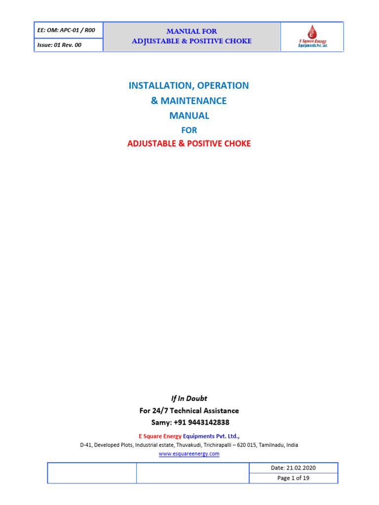 Adjustable & Positive Choke Manual | PDF | Valve | Flow Measurement