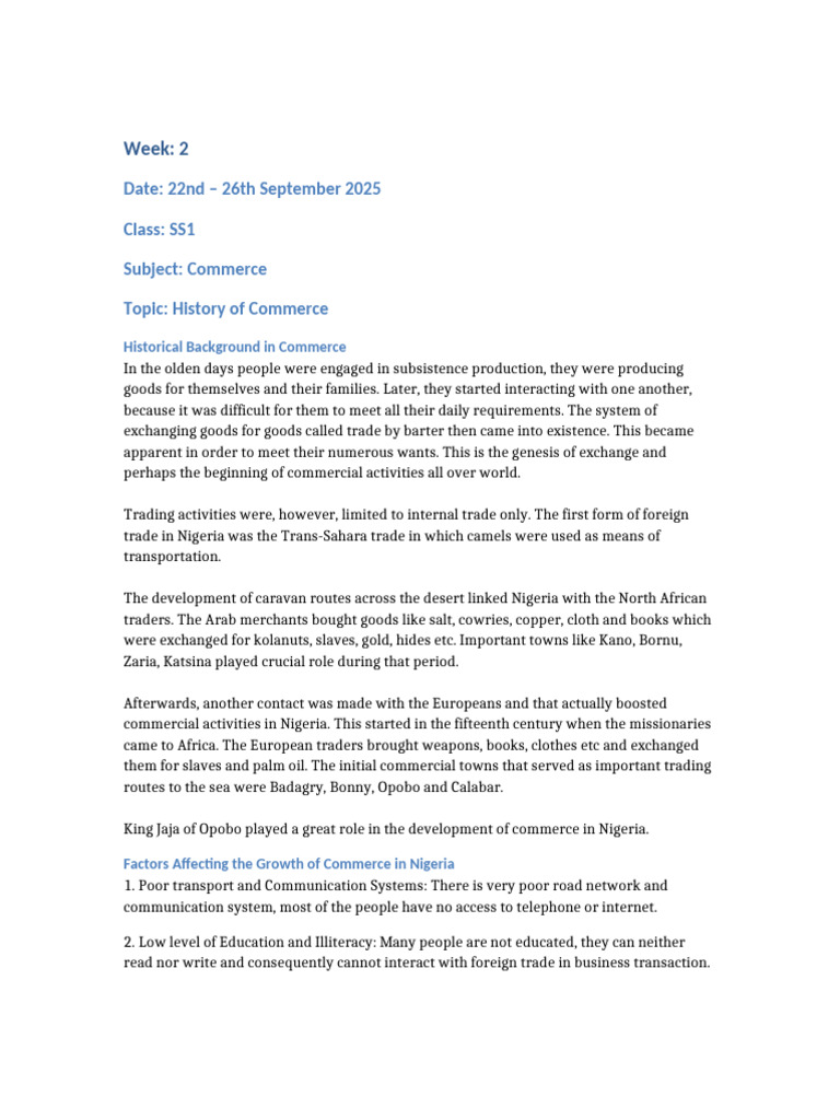 Commerce Lesson Week2 Updated | PDF | Barter | Commerce