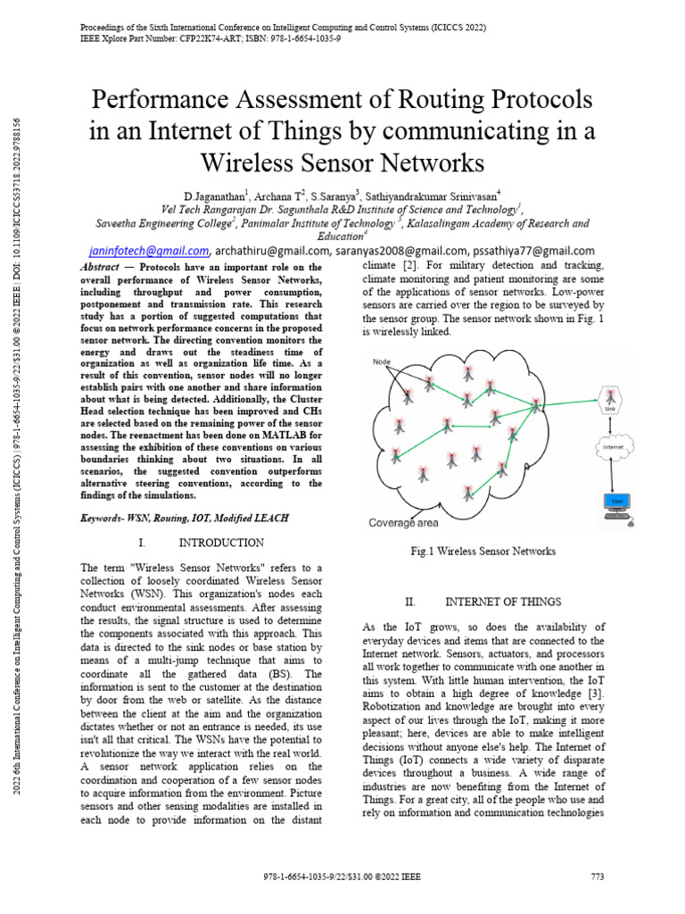 Performance Assessment of Routing Protocols in An Internet of Things by ...
