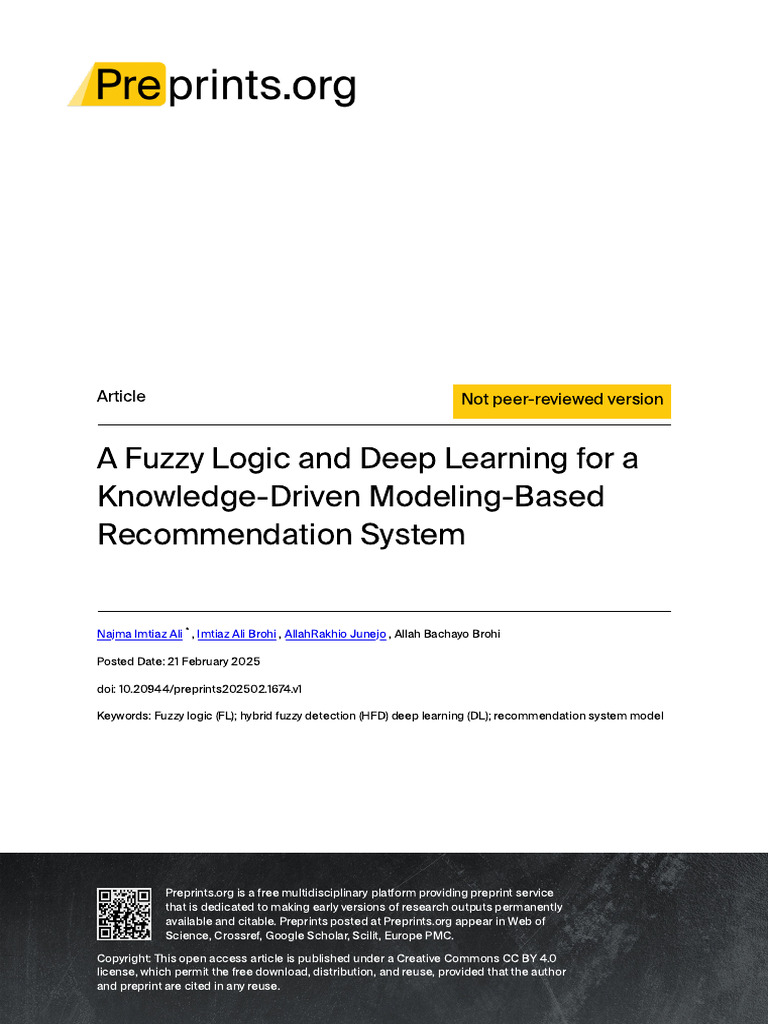 Fuzzy Logic Deep Learning Recommendation System | PDF | Exponentiation ...