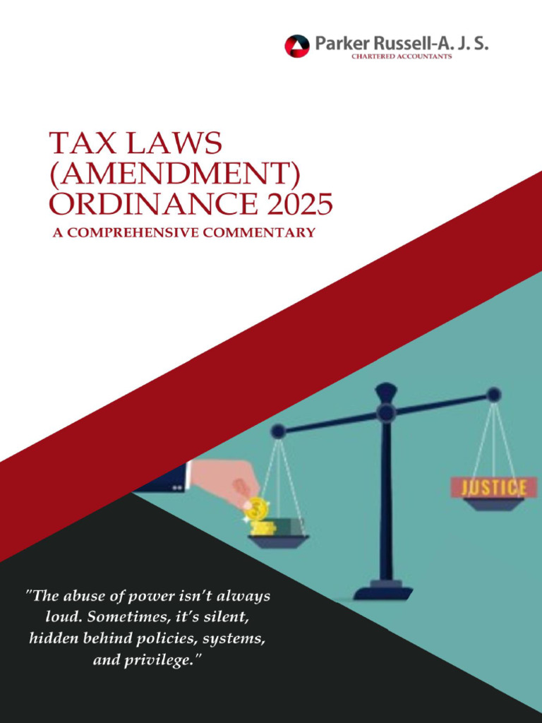 Tax Laws Amendment Ordinance 2025 Summary | PDF | Taxes | Taxation In ...