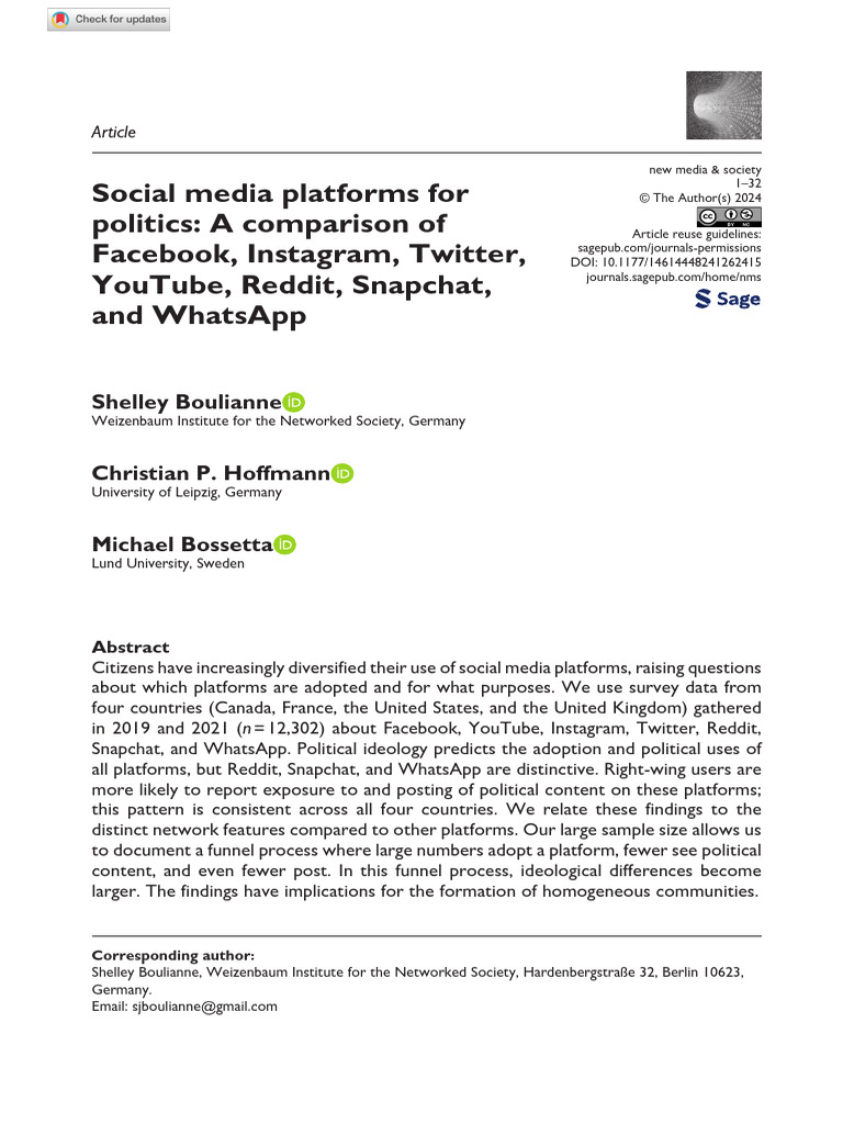 Social Media Platforms in Politics: A Comparative Study | PDF | Social ...