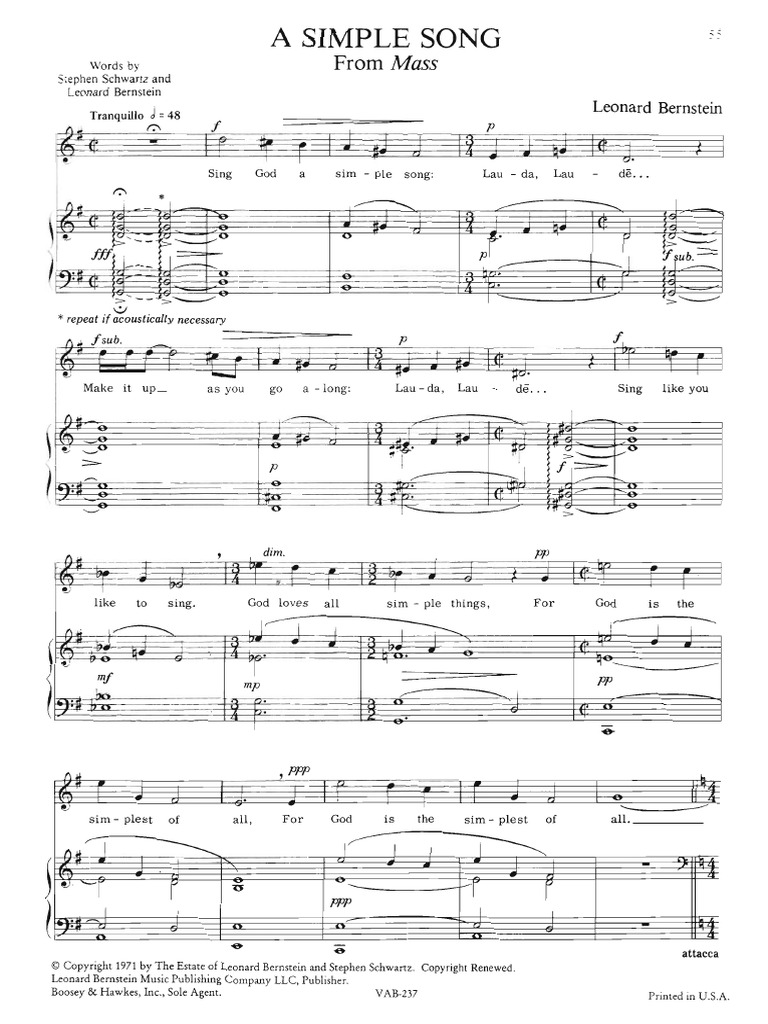 Bernstein - Simple Song | PDF