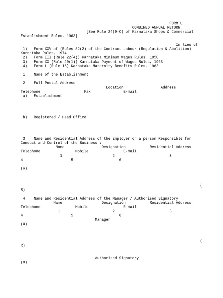 Karnataka Combined Annual Return Form | PDF | Employment | Salary