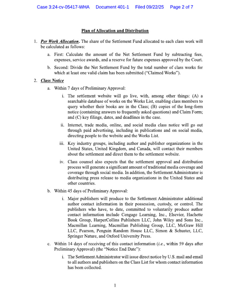 Plan of Allocation and Distribution | PDF