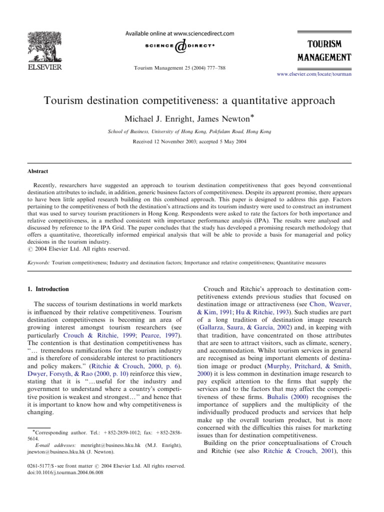 Quantitative Analysis of Tourism Competitiveness | PDF | Tourism ...