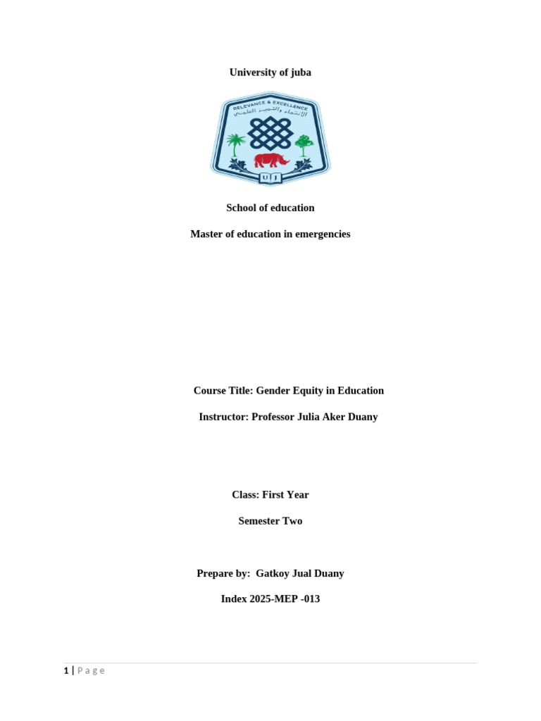 Gender Equity in Education Overview | PDF | Gender Equality | Gender ...
