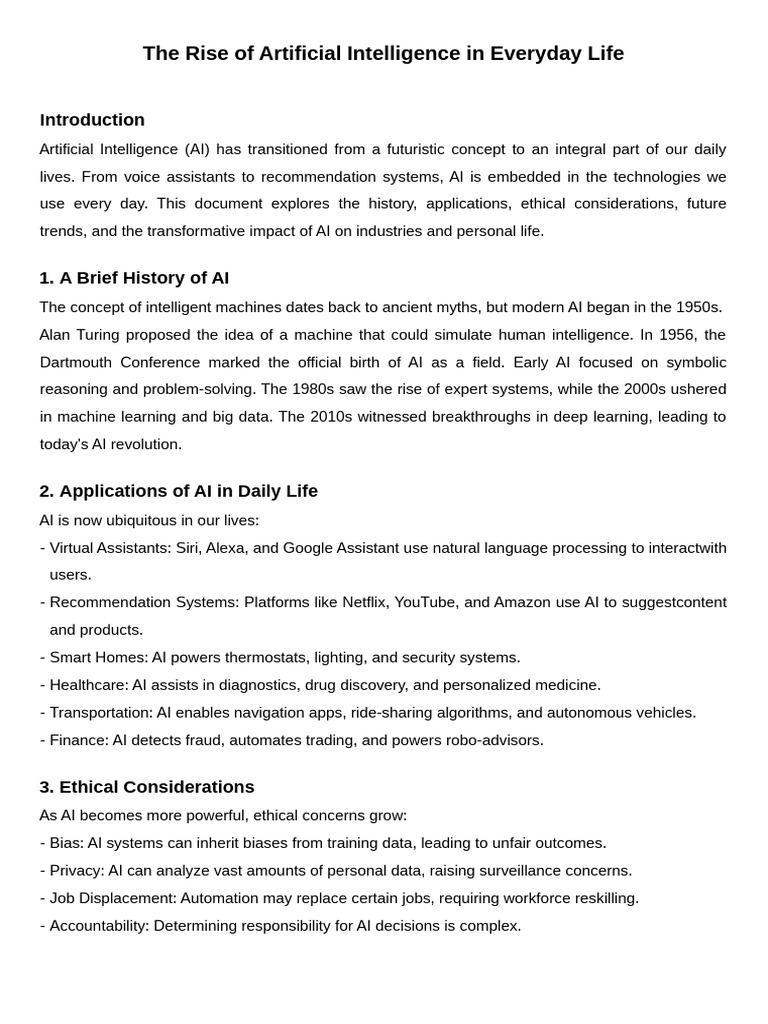 The Rise of Artificial Intelligence in Everyday Life | PDF | Artificial ...