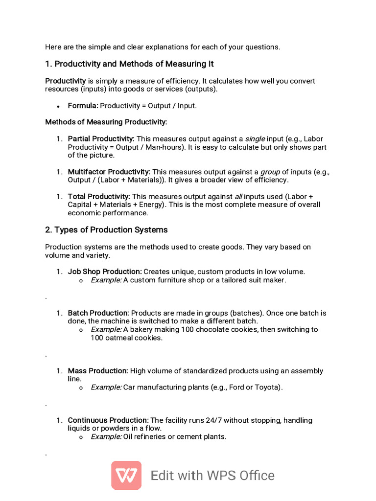 Productivity Measurement and Production Systems | PDF | Forecasting ...