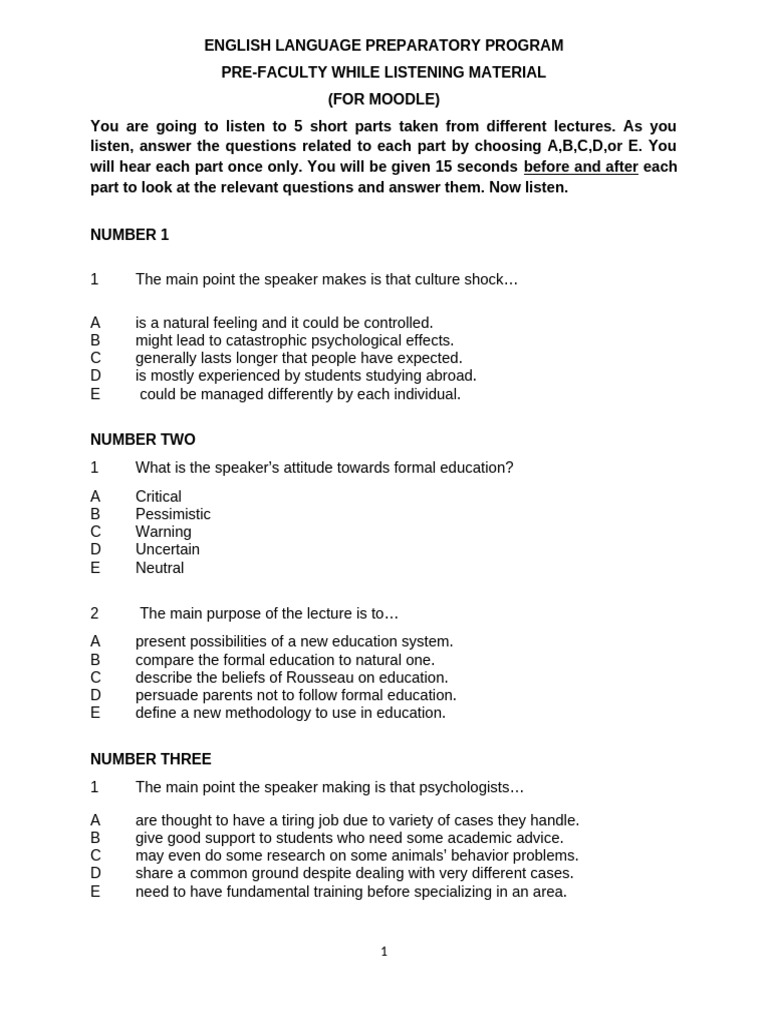English Language Listening Exercises | PDF | Psychology | Neurosis