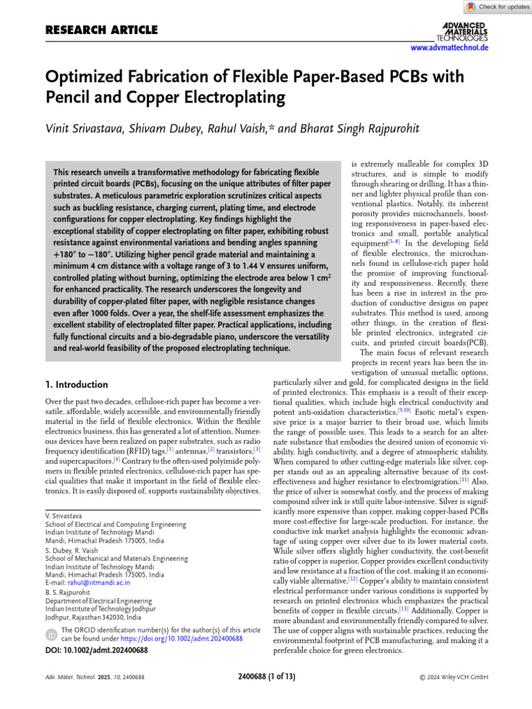 Flexible Paper PCBs via Copper Electroplating | PDF | Printed Circuit ...