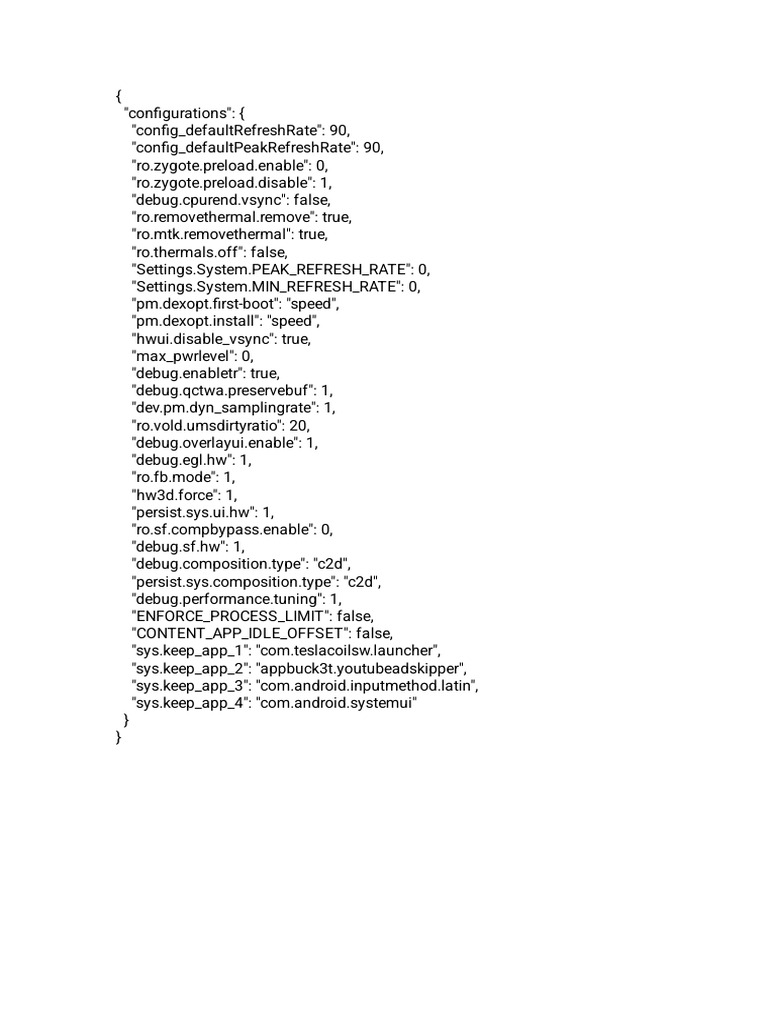Android System Configuration Settings | PDF