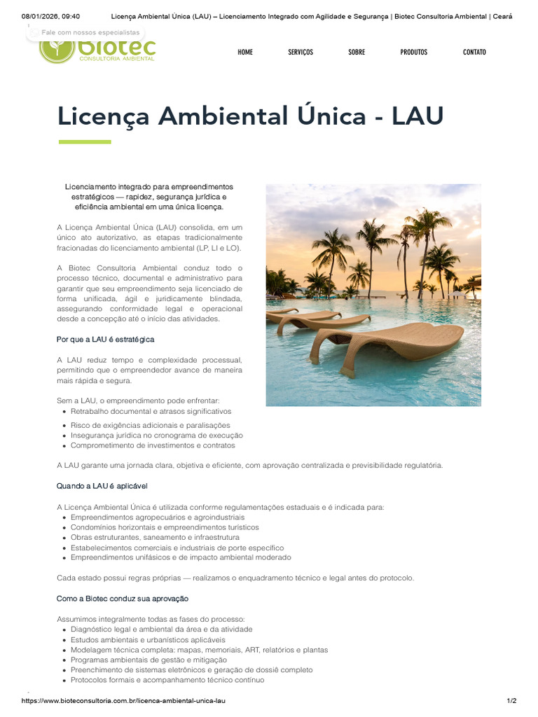 Licença Ambiental Única: Agilidade e Segurança | PDF