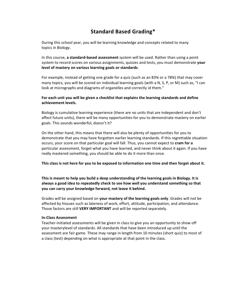 Standard Based Grading CD Sept 2012 | PDF | Educational Assessment ...