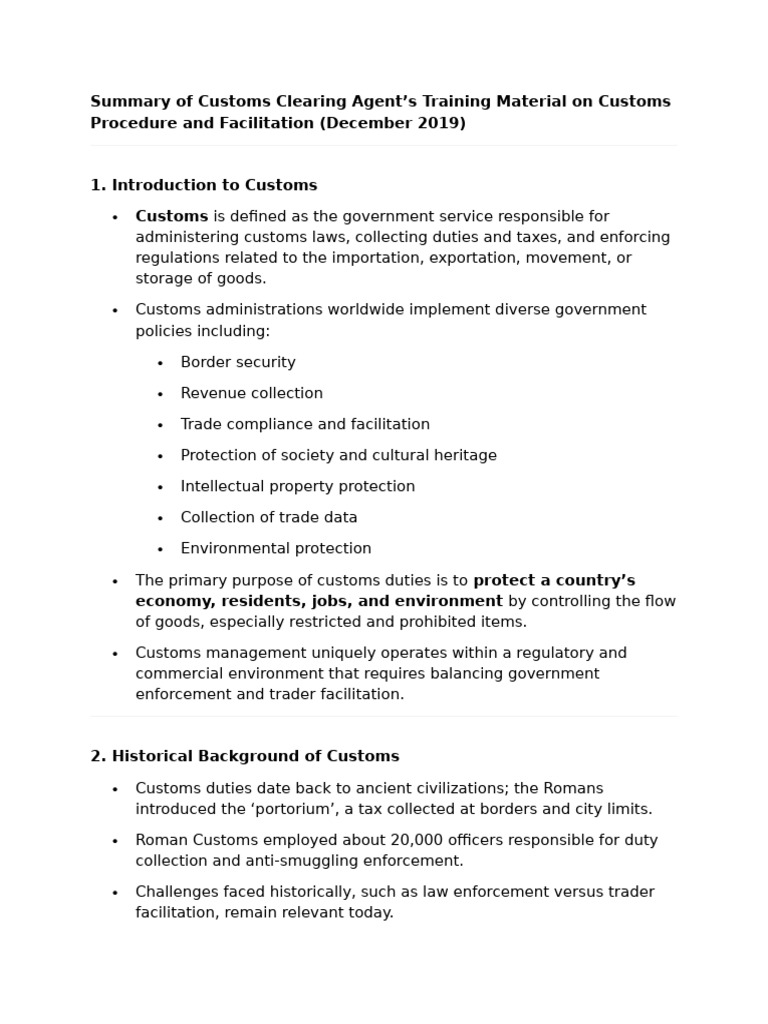 Customs Clearing Agent Training Overview | PDF | Customs | Exports