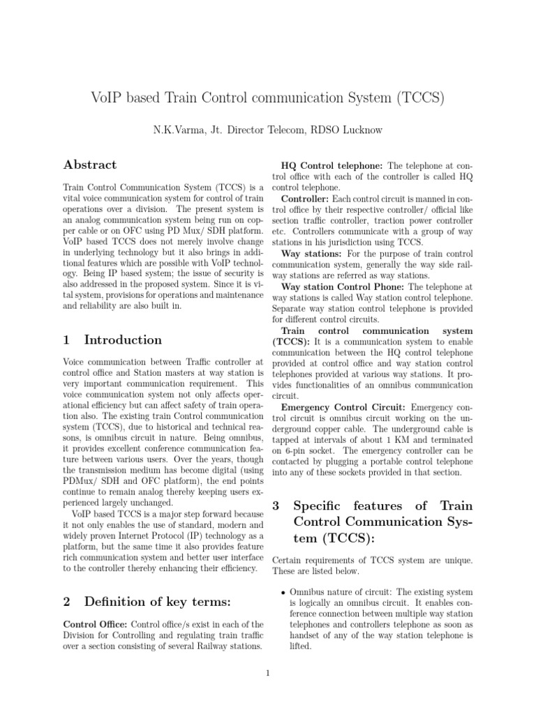 VoIP Train Control Communication System | PDF | Voice Over Ip | Telephone