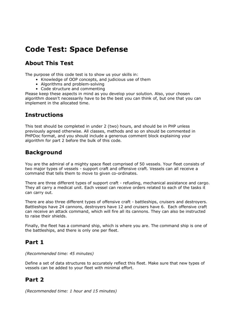 Code Test - Space Defense | PDF | Naval Fleet | Algorithms