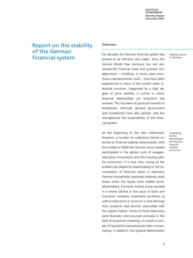 German Financial System Stability Report | PDF | Government Budget ...