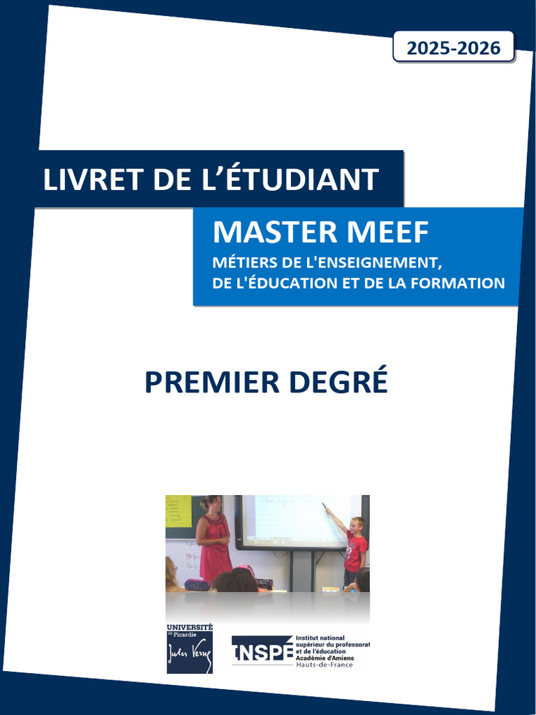 Master MEEF 1er Degré 2025-2026 | PDF | Enseignants | Pédagogie