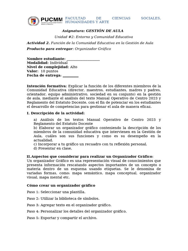 Función de la Comunidad Educativa en Aula | PDF | Maestros | Salón de ...