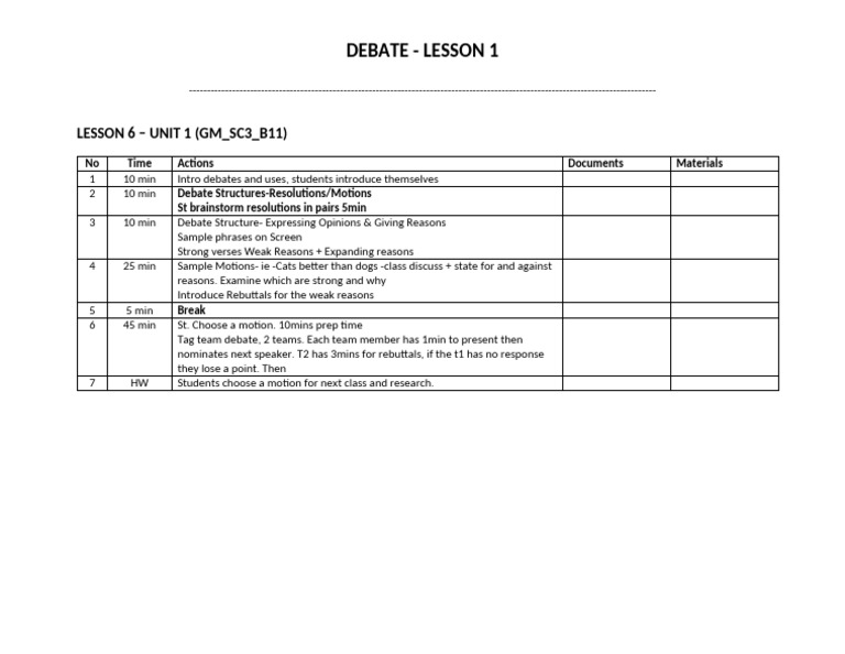 Debate Lesson 1 | PDF