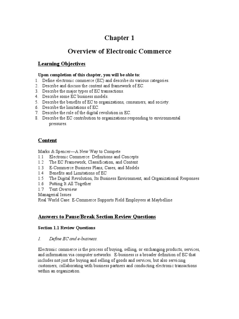 Electronic Commerce Overview and Models | PDF | E Commerce | Sales
