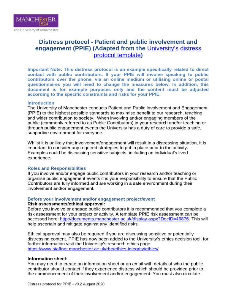 Template PPIE Distress Protocol v0.1 | PDF