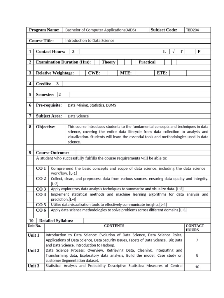 TBD201_Introduction to Data Science | PDF | Student's T Test | Data Science