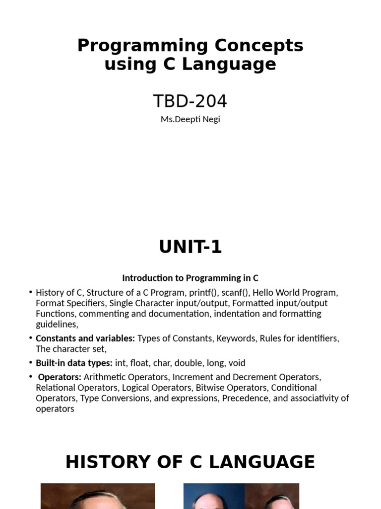 C Programming Concepts Overview | PDF | C (Programming Language ...