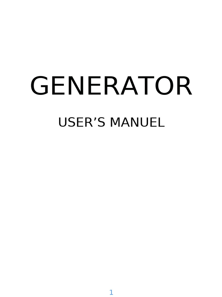 Generator User Manual and Safety Guide | PDF | Engines | Propulsion