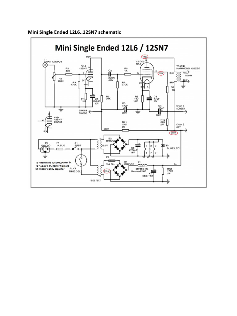 Mini Single Ended 12L6..12SN7 Schematic | PDF