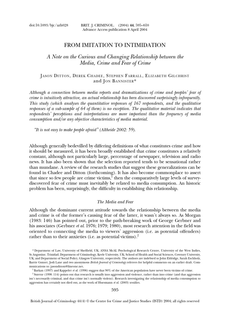 Media's Impact on Crime Fear | PDF | Crimes | Crime & Violence
