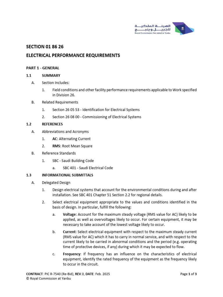 Electrical Performance Requirements Guide | PDF | Alternating Current ...