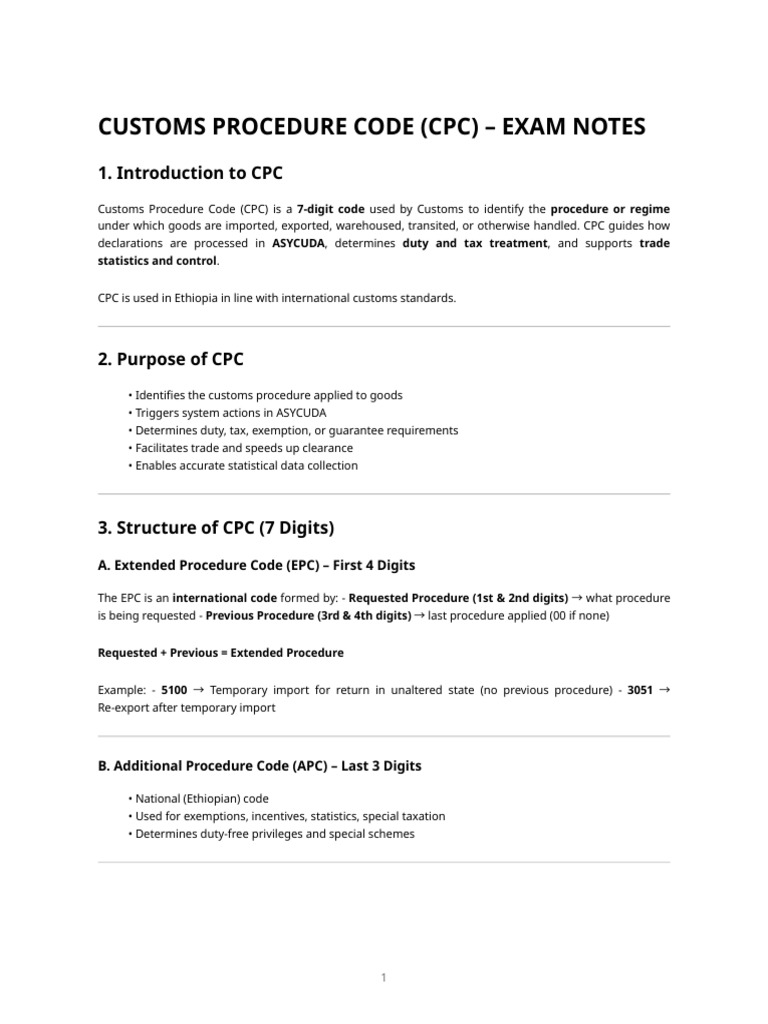 Customs Procedure Code Exam Notes | PDF | Risk Management | Risk