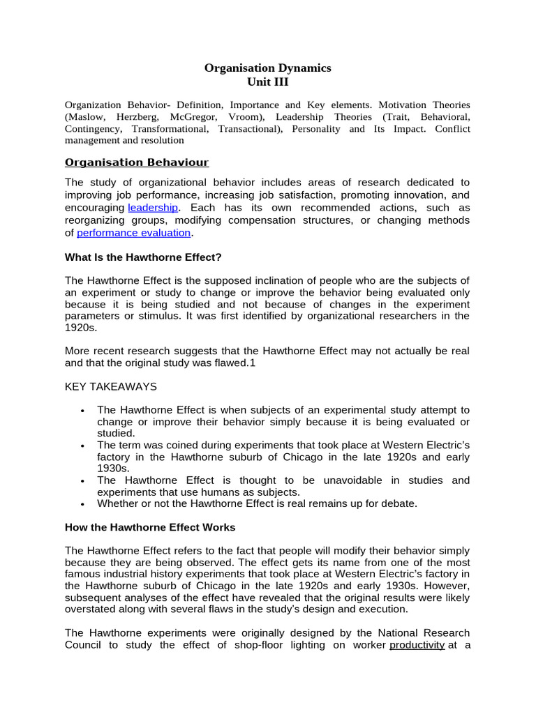 Understanding Organizational Behavior Dynamics | PDF | Motivation ...