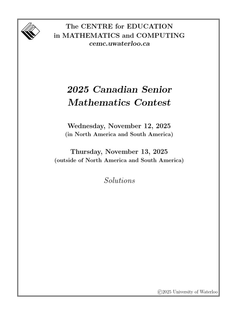 2025 Canadian Senior Math Contest Solutions | PDF | Elementary ...