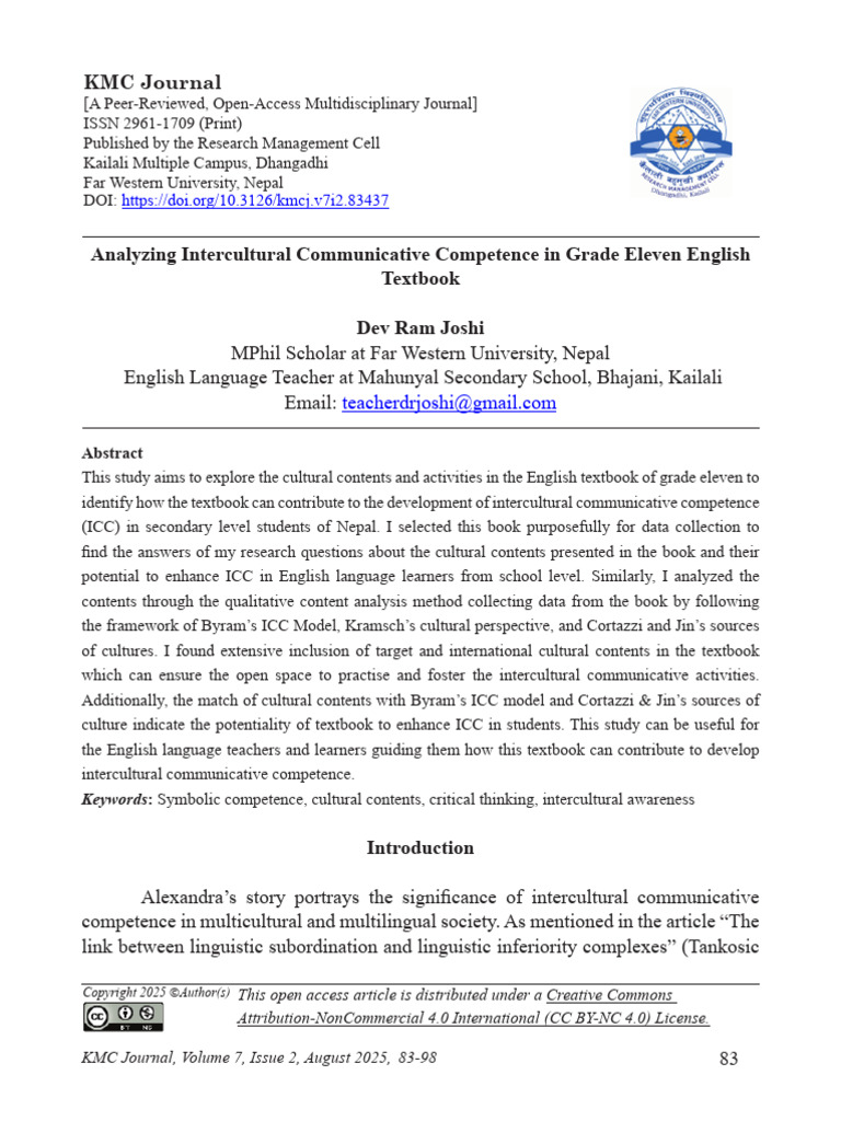 33 Analyzing Intercultural Communicative Competence in Grade Eleven ...