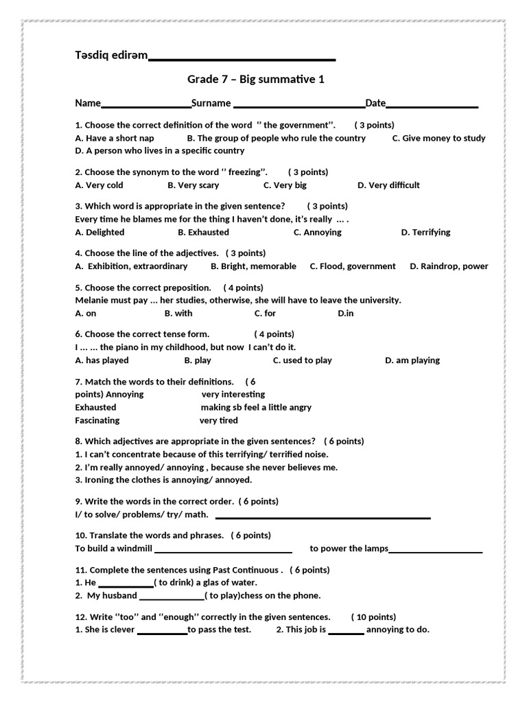 Grade 7 English Summative Assessment | PDF | Linguistics | Syntax