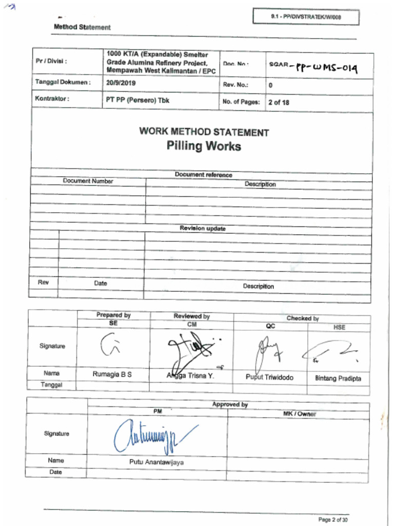 014.SGAR-PP-WMS-014 Piling Works | PDF
